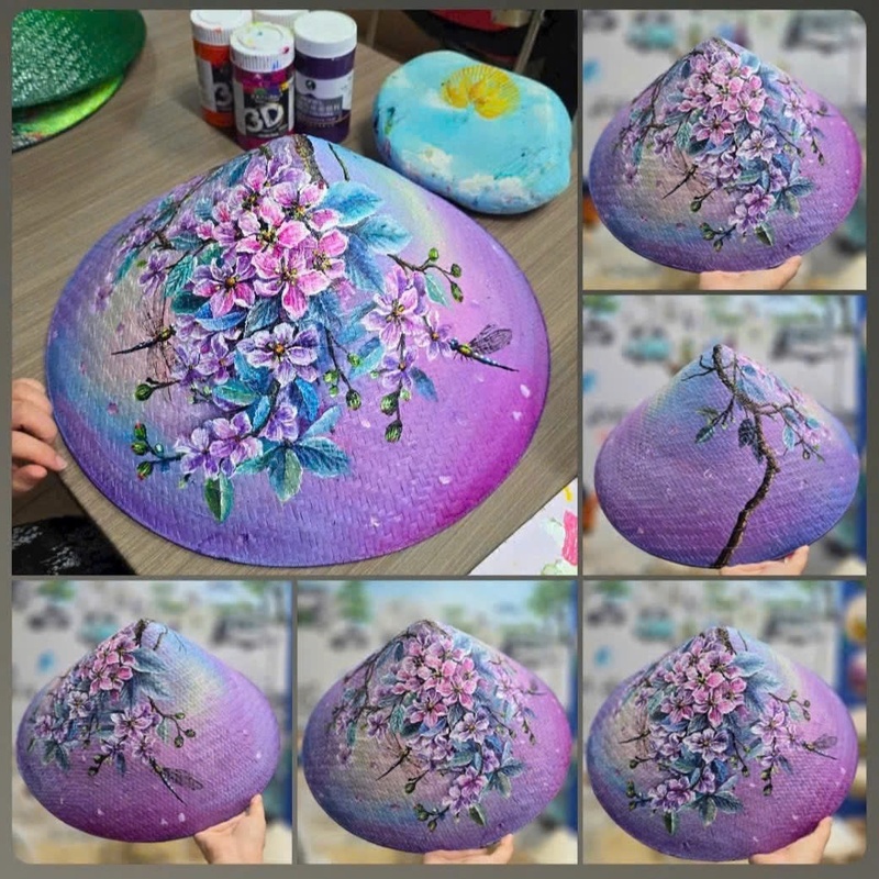 Hand Painted Vietnamese Conical Hat