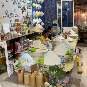 Hand painted conical hats in HCMC