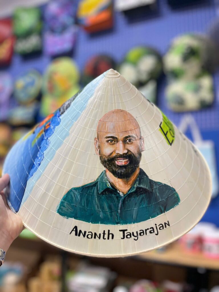 Hand painted portrait on Vietnamese conical hat