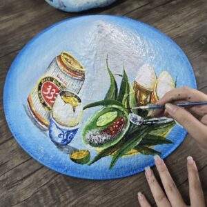 Vietnamese food culture painting on conical hat