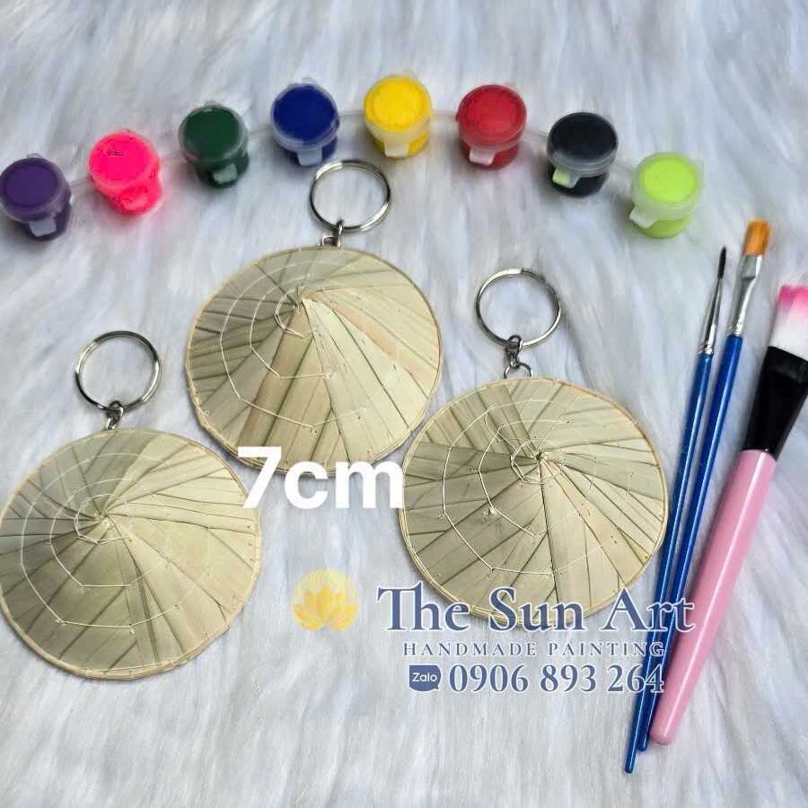 Handmade Vietnamese mini hat souvenirs with colorful paintings