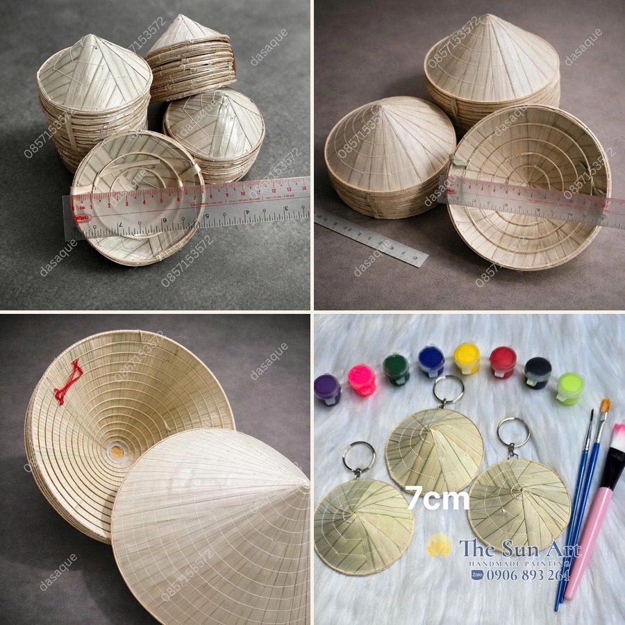 Mini conical hat sizes and keychains ready for a custom conical hat design workshop