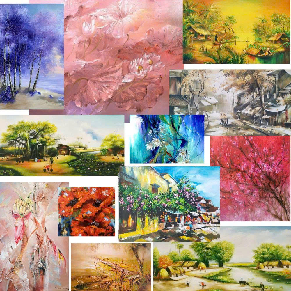 Custom mural and commissioned paintings: glow-in-the-dark fairy mural, classical reproduction, street vendor wood panel, and corporate logistics mural