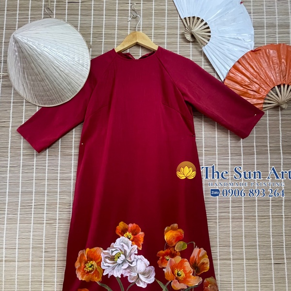 Hand-painted ao dai made to custom order in Vietnam