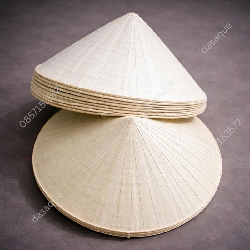 Plain Vietnamese conical hat (non la) 40cm, unpainted, stacked and ready for custom painting