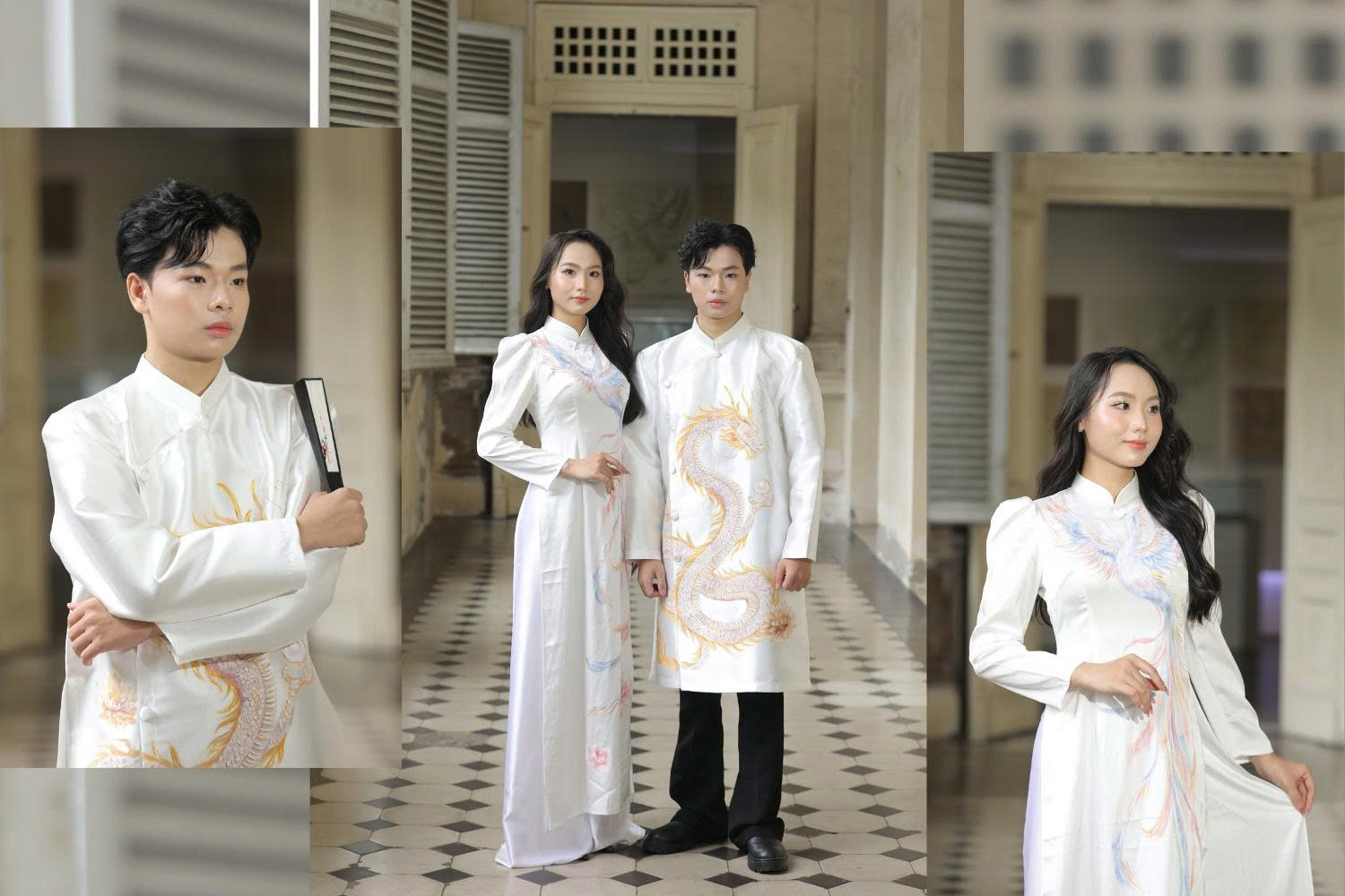 Custom ao dai design and tailoring service for couples in Vietnam