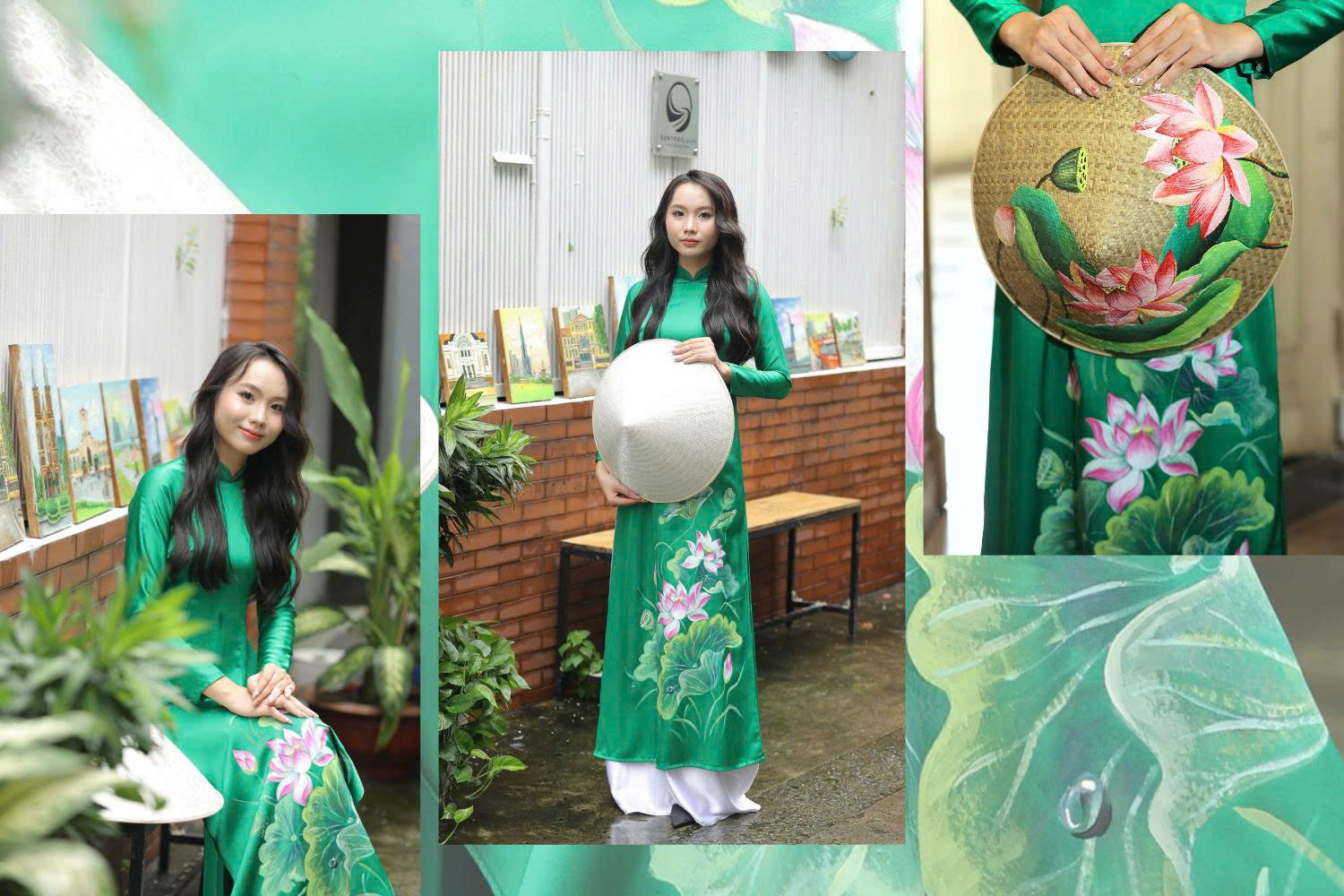 Custom-made ao dai modeled by a visitor in Vietnam, tailored to measure
